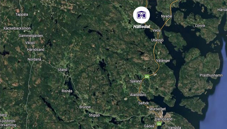 Bils på karta för Hälledal