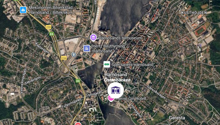 Bild på karta över området Östanbäcken